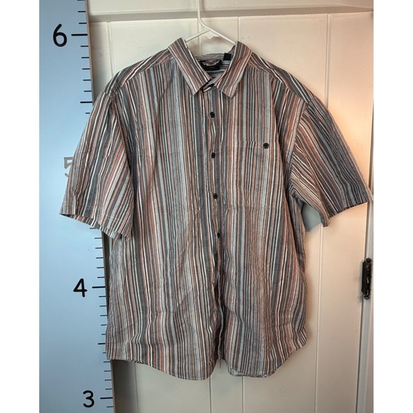 Harley-Davidson Tops - Harley Davidson Men's XL Button Up Multicolor Striped Short Sleeve Biker Shirt